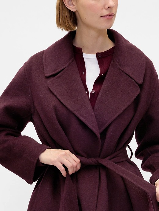 Wool-Blend Wrap Coat