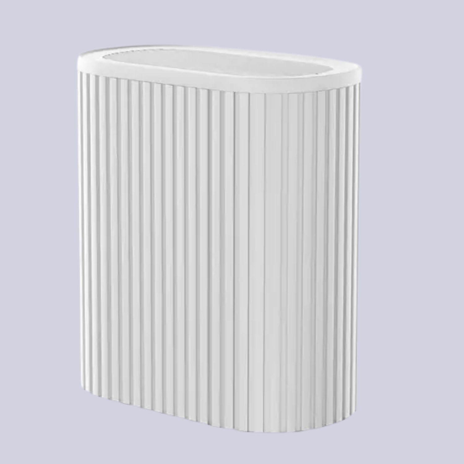 A white ribbed air purifier