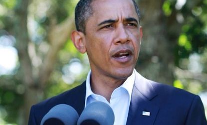 President Obama interrupts his vacation Monday to make a statement on Libya: Many commentators believe the ouster of Moammar Gadhafi could be a political and economic win for the president.