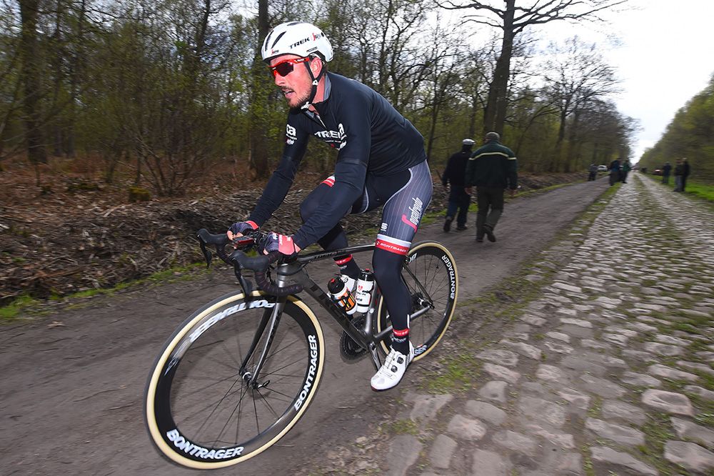 John Degenkolb (Trek-Segafredo) close up in the Forest of Arenberg