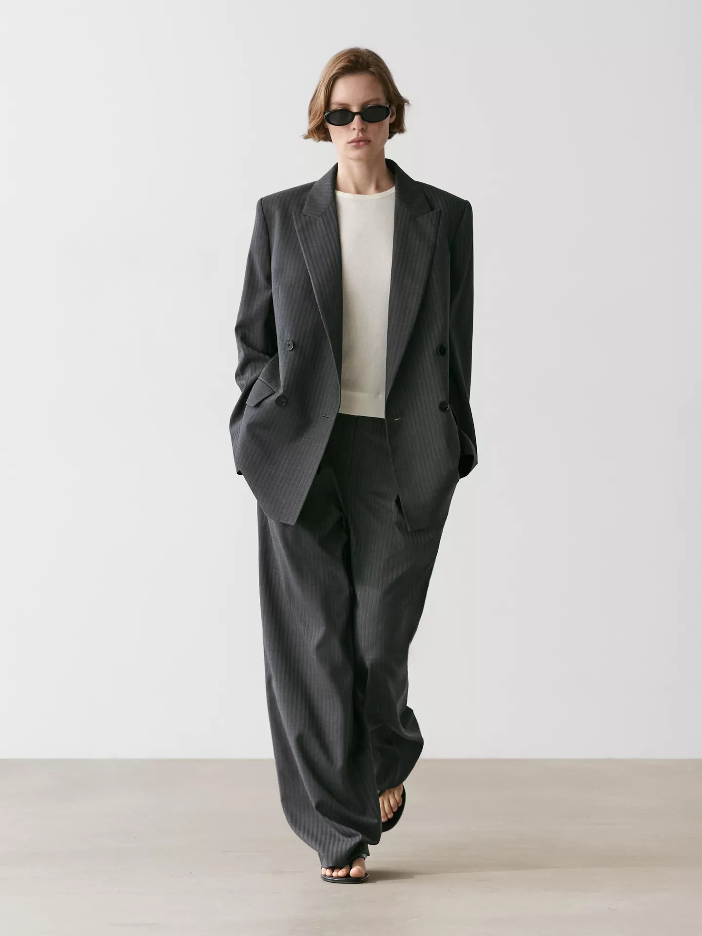 Massimo Dutti, Pinstripe Cool Wool Blend Suit Blazer
