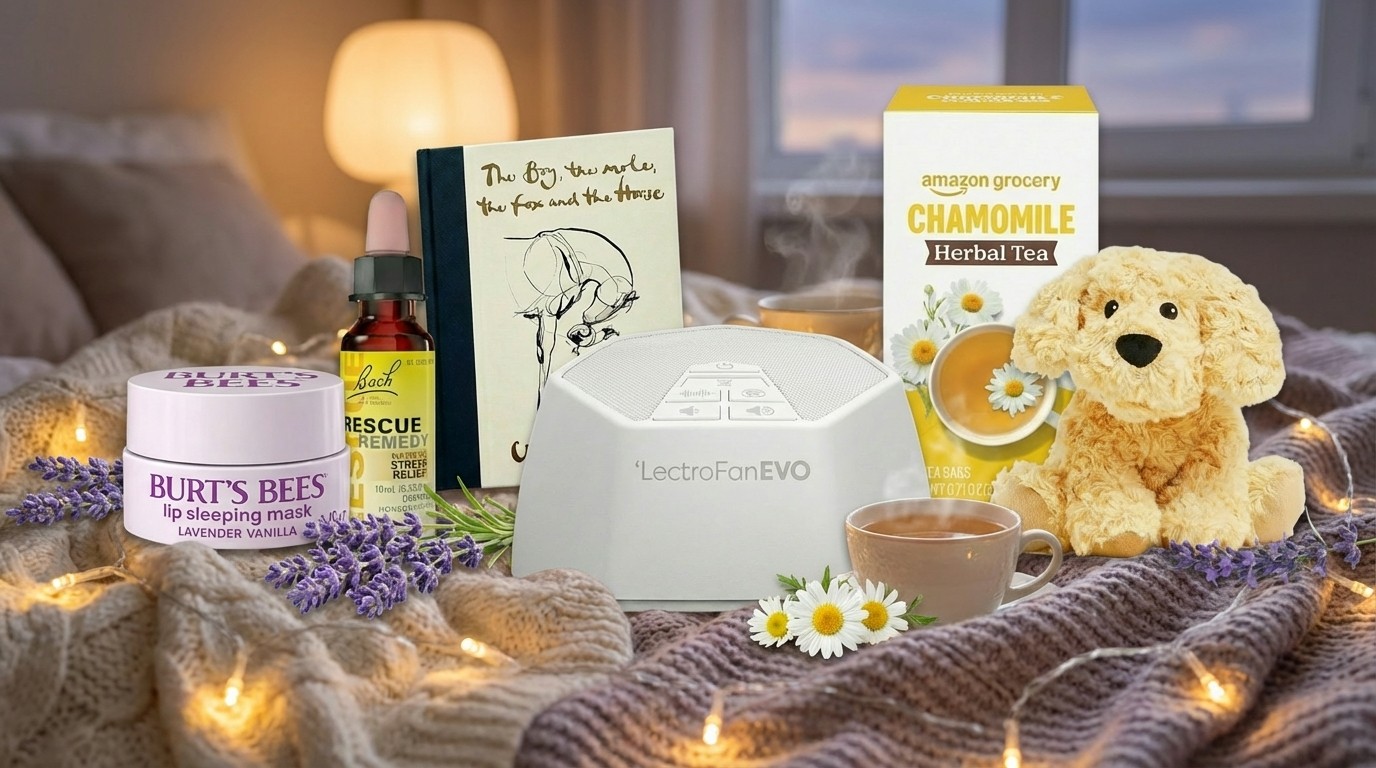 A collage of nighttime routine products at Amazon.