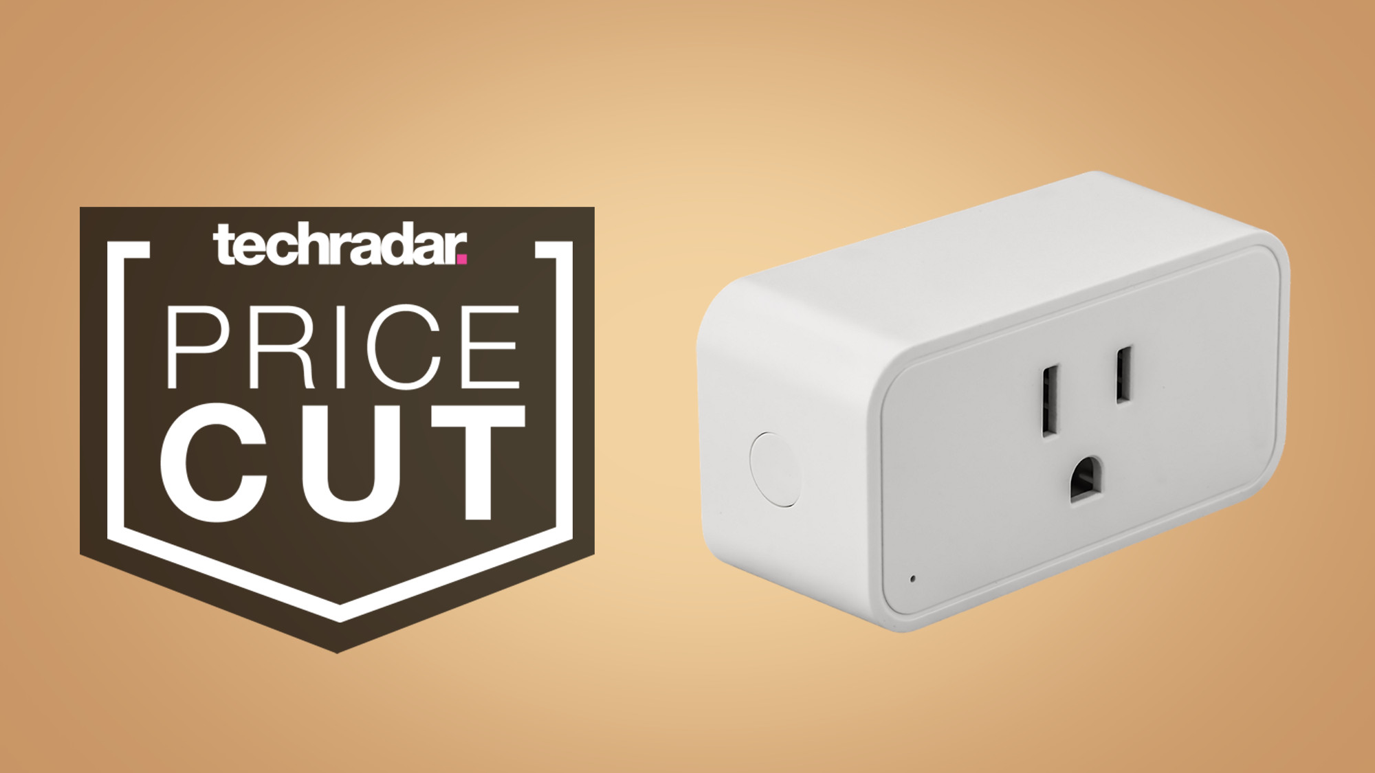 Amazon Smart Plug on creme background with price cut text