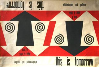 Poster with black and white arrows
