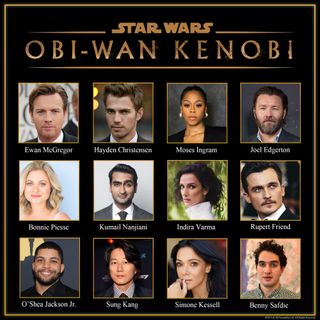 The cast of the Obi-Wan Kenobi series, including Ewan McGregor, Hayden Christensen, Moses Ingram, Joel Edgerton, Bonnie Piesse, Kumail Nanjiani, Idira Varma, Rupert Friend, O'Shea Jackson Jr., Sung Kang, Simone Kessell and Benny Safdie