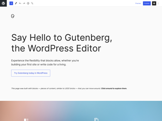 Screenshot of Wordpress Gutenburg page editor