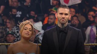 Kayla Braxton and Corey Graves at the 2023 WWE Hall of Fame ceremony