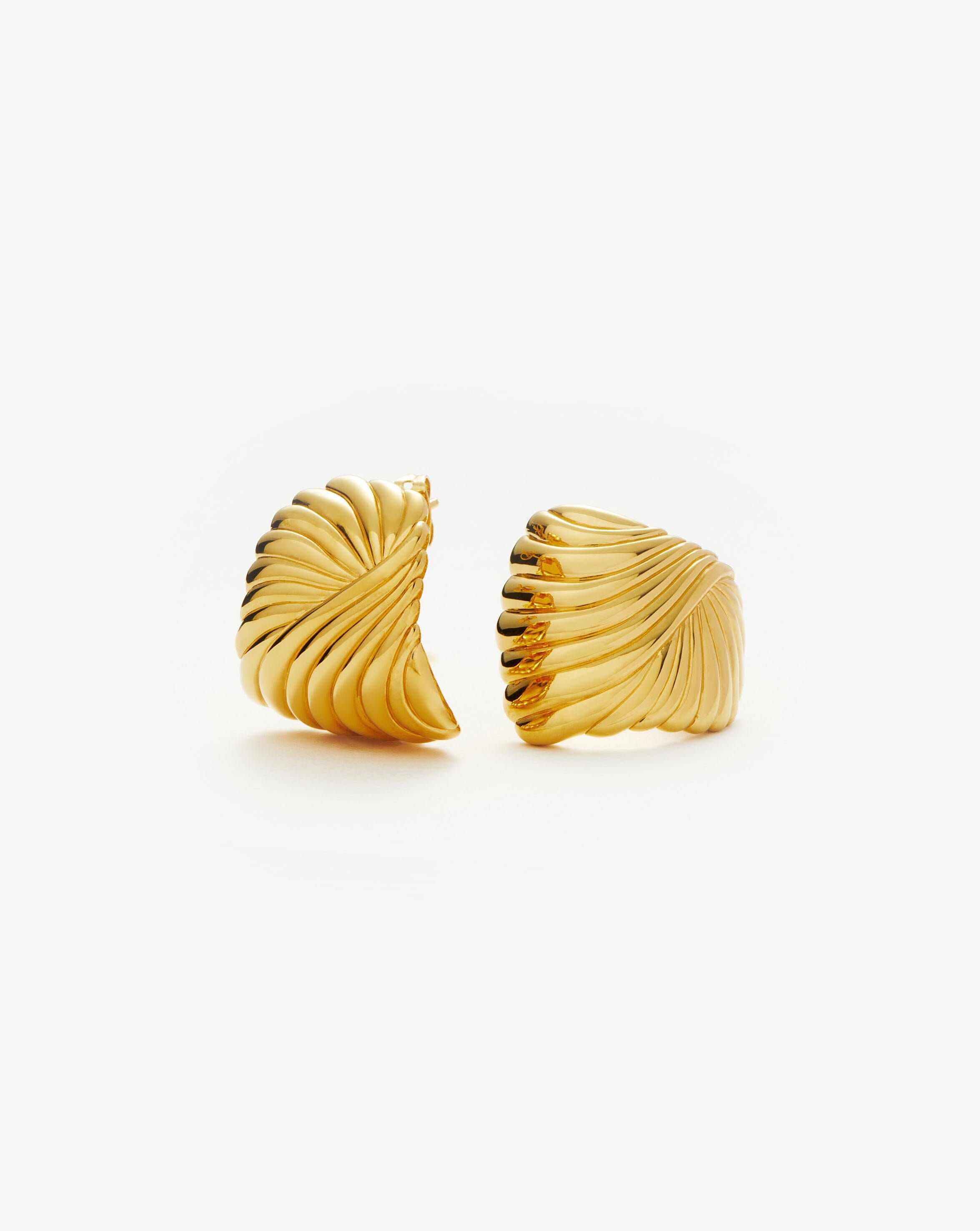 Ripple Oversized Stud Earrings | 18ct Gold Plated
