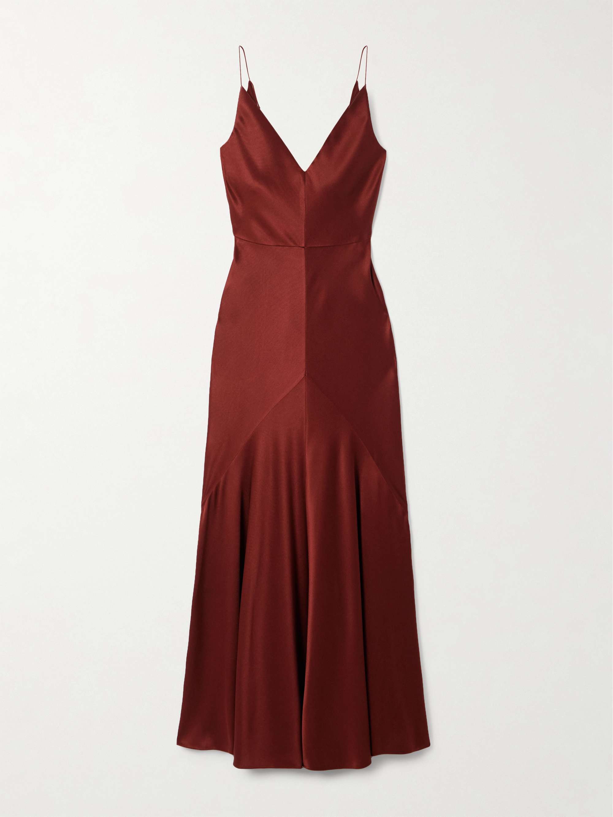 Brigita Paneled Silk-Satin Maxi Dress