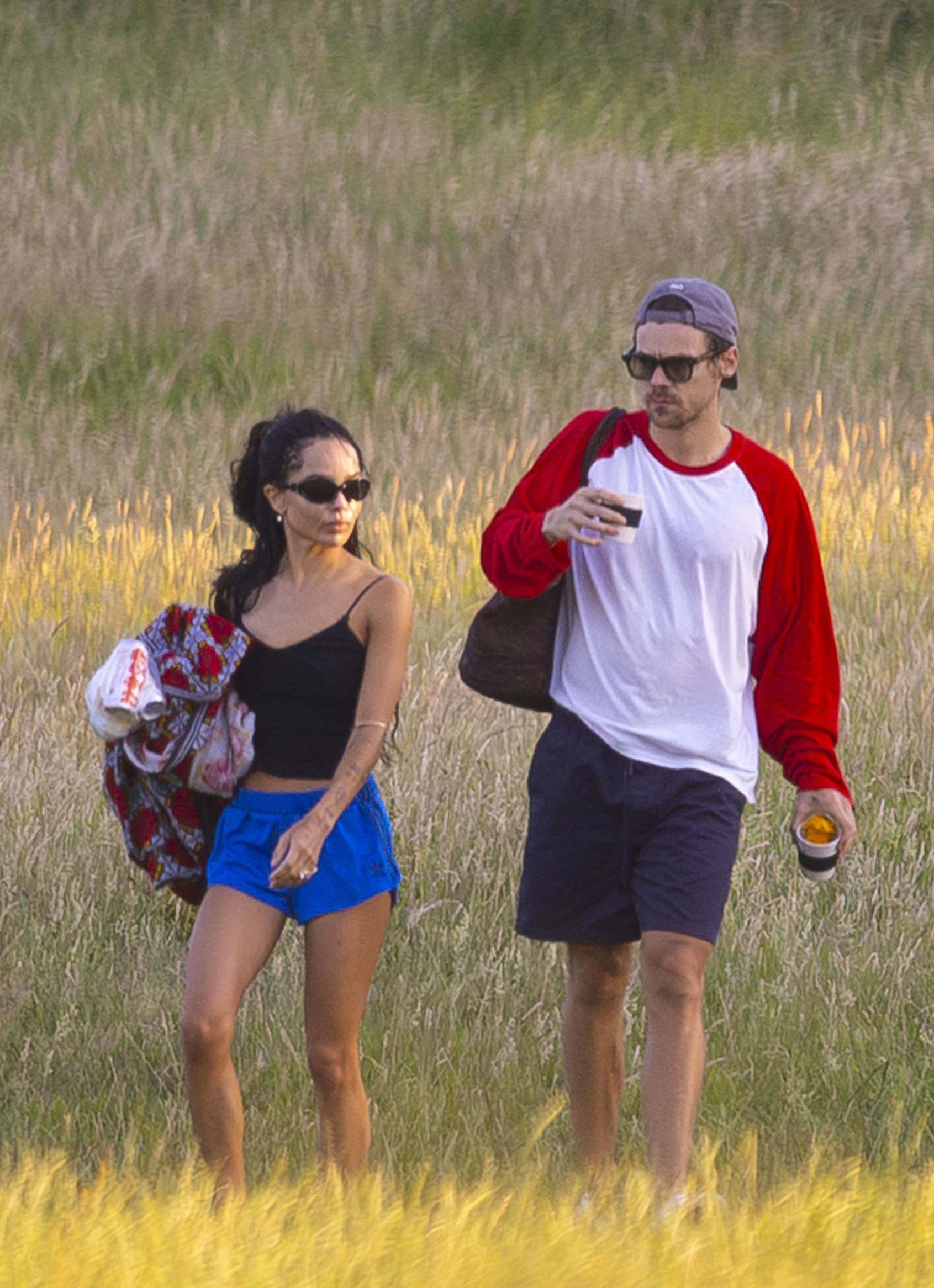 Zo&amp;euml; Kravitz styled the track shorts trend on a picnic date with Harry Styles in London