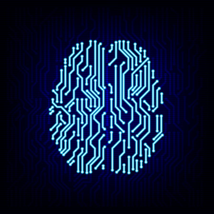 Illustration of a luminescent digitised brain