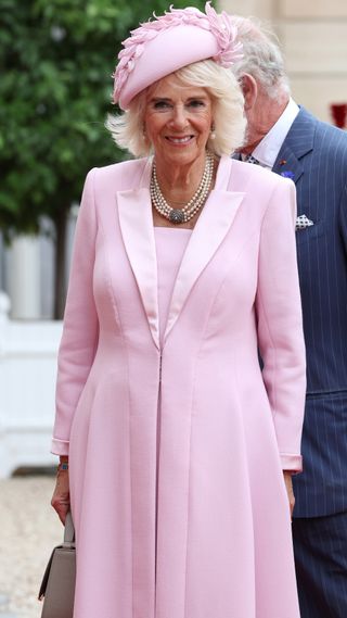 Queen Camilla arrives at the Elysee Presidential Palace