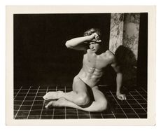 black and white image of naked men