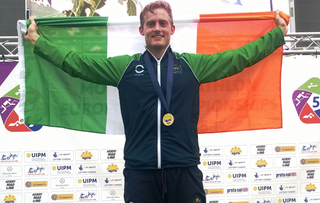 Arthur Lanigan OKeeffe at European Champion Medal ceremony