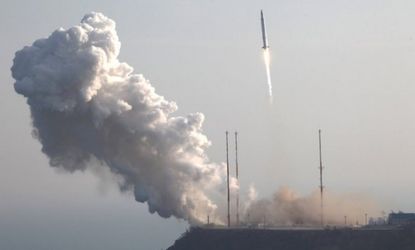 South Korea's Naro rocket lifts off from the launch pad at Goheung Space Center on Jan. 30.