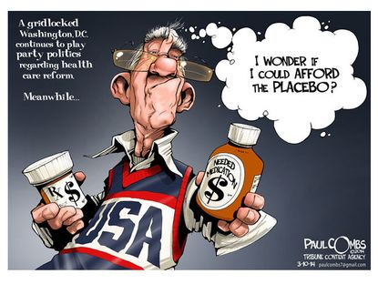 Political cartoon ObamaCare costs