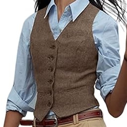 JYDress Herringbone Tweed Waistcoat