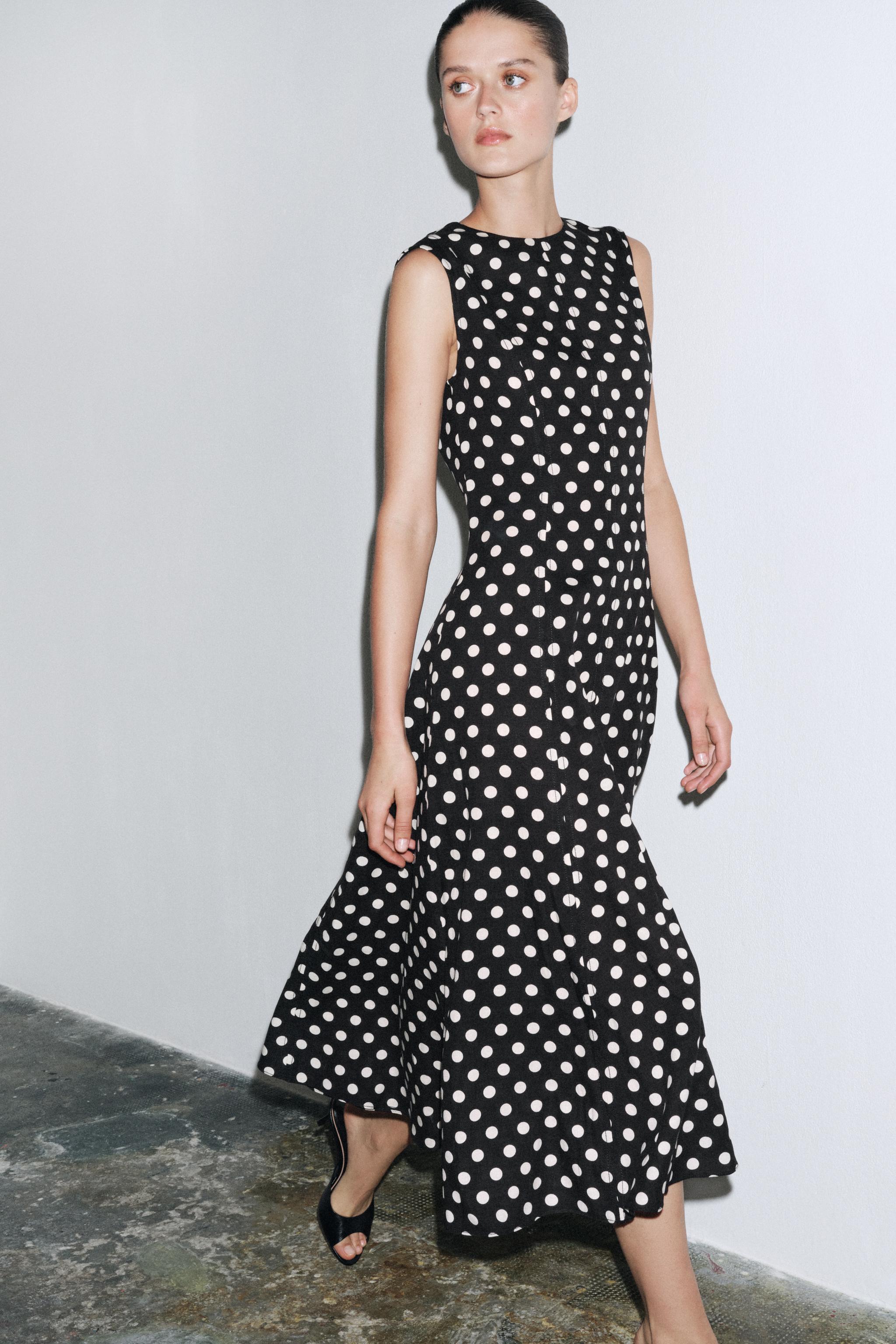 Polka Dot Midi Dress Zw Collection