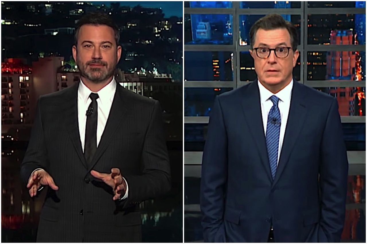 Jimmy Kimmel and Stephen Colbert gawk at Trump tweets