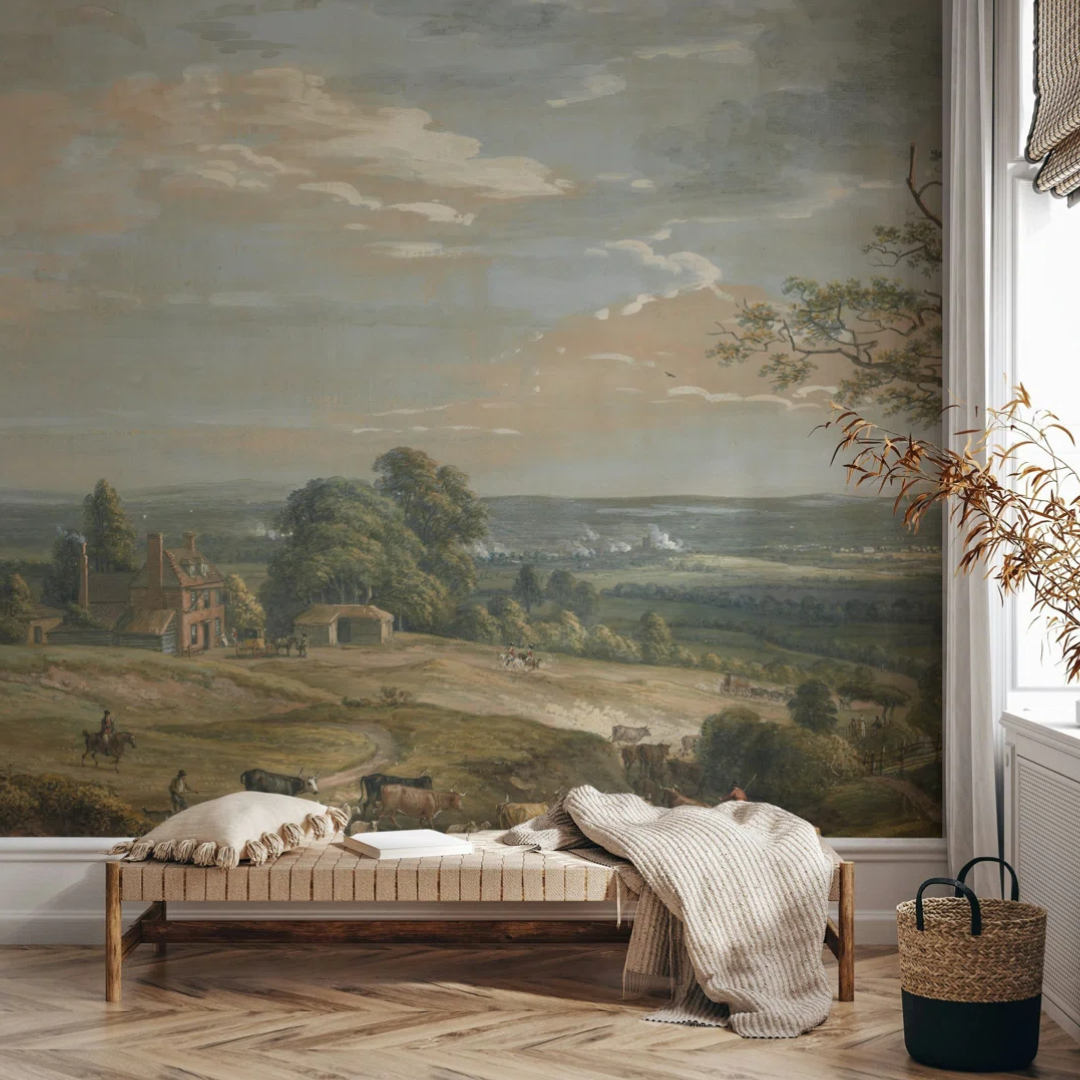 Red Barrel Studio&amp;reg; Classic Countryside Wallpaper Mural a Distant View of Maidstone Scenic Wall Decor | Wayfair