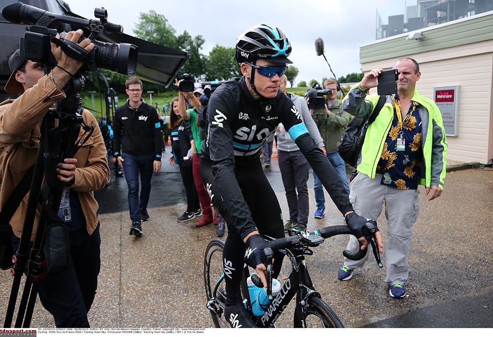 Chris Froome and Team Sky training ahead of the Tour de France in Mont-Saint-Michel