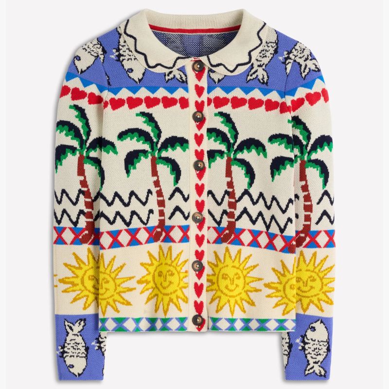Boden bold patterned knit cardigan
