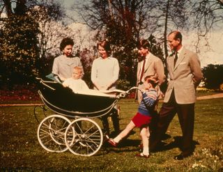 Queen Elizabeth II and Prince Philip with their children (right to left); Prince Charles, Prince Andrew, Prince Edward and Princess Anne