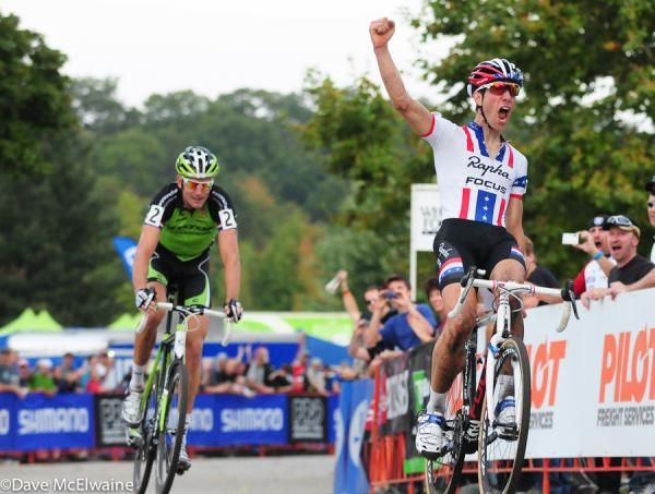 Jeremy Powers (Rapha Focus) takes the sprint against Trebon