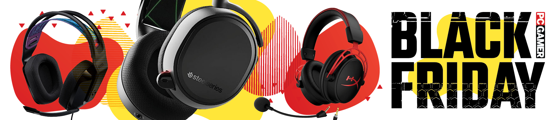 Black Friday banner image with a selection of headsets featured