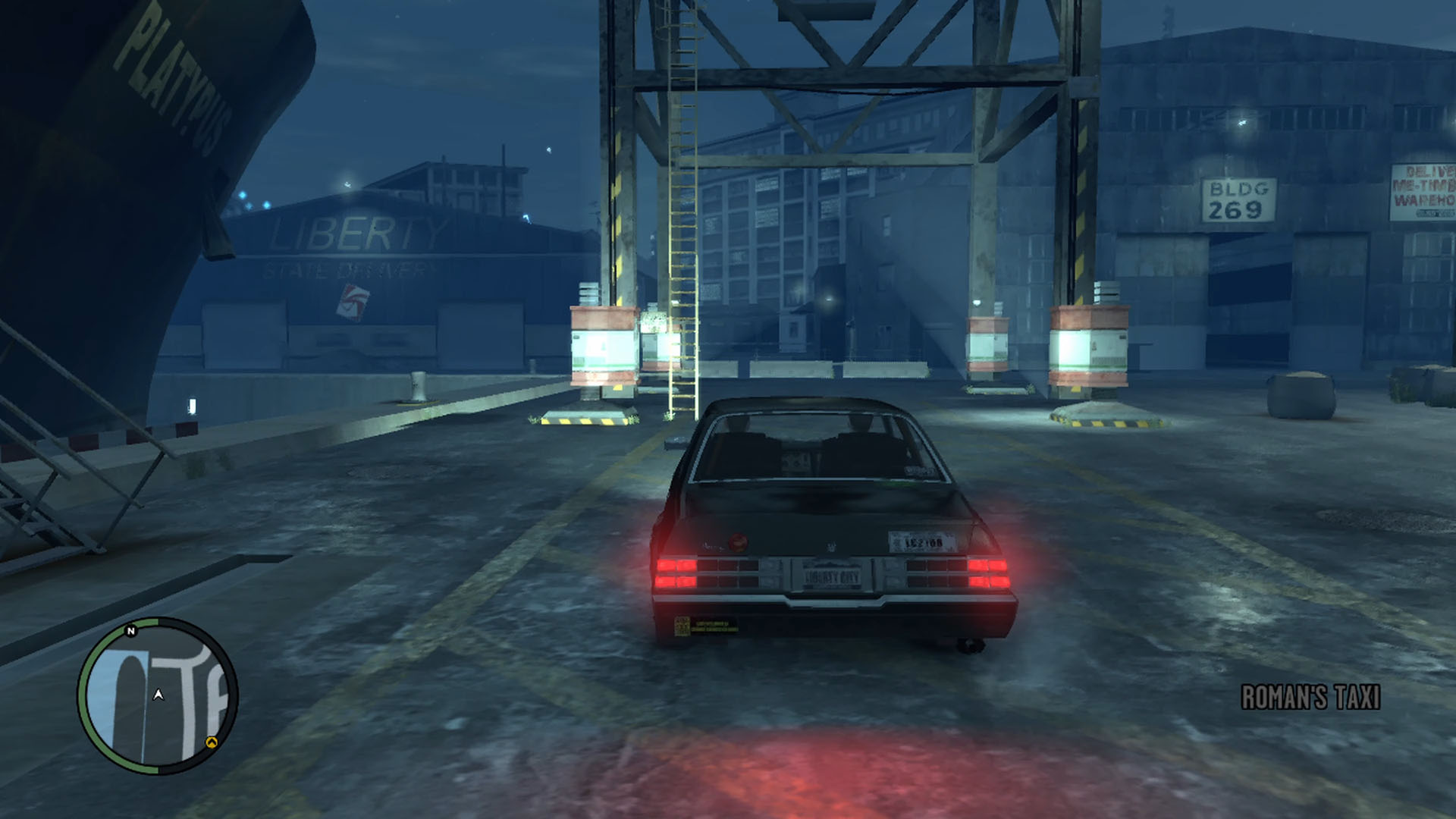 Driving Roman's taxi from the Liberty City harbor in GTA 4's opening