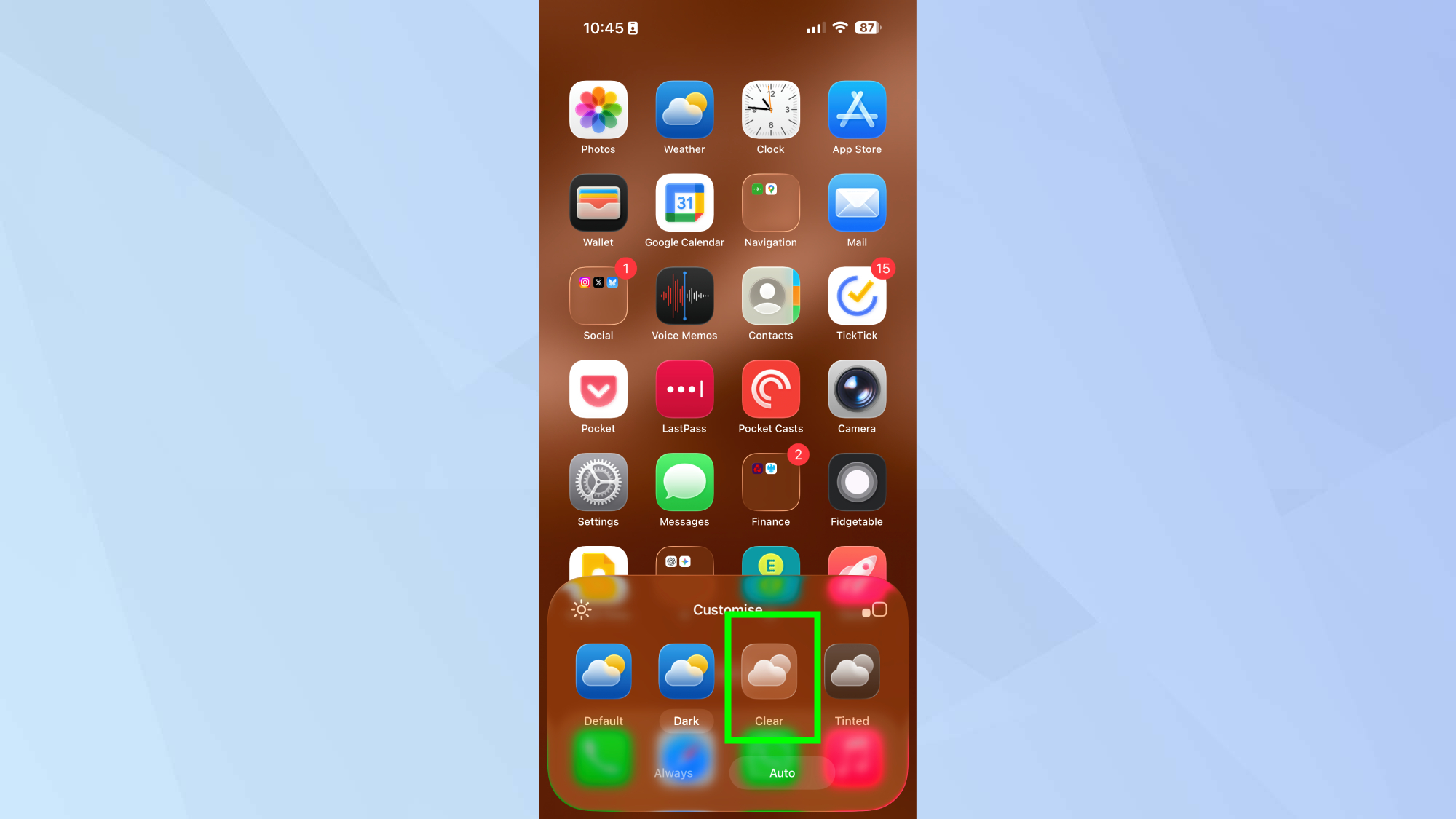 iPhone home screen clear