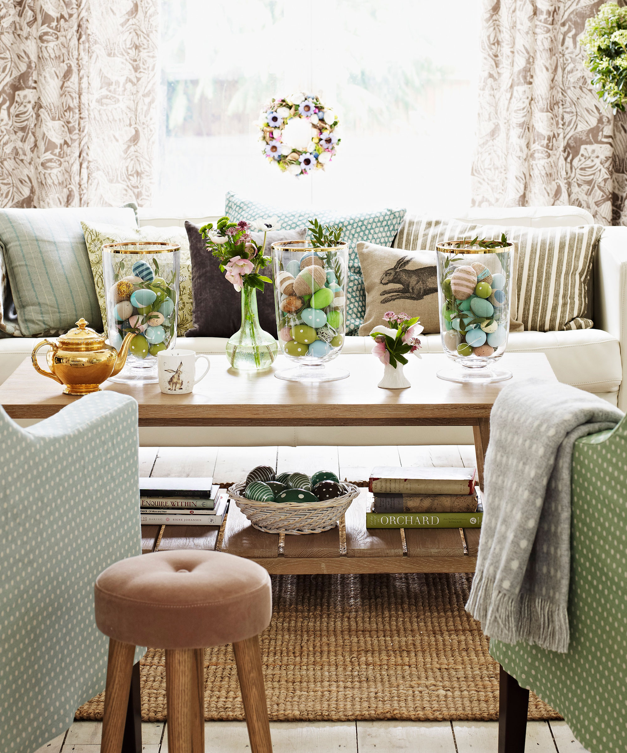 Easter wreath within living room