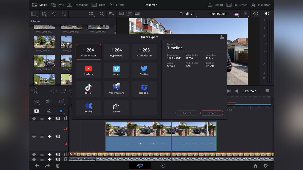 DaVinci Resolve for iPad undergoing tests during our video editing app review process