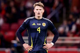 Scott McTominay of Scotland looks on during the friendly match between Netherlands and Scotland at Johan Cruyff Arena on March 22, 2024 in Amsterdam, Netherlands. (Photo by Nesimages/Michael Bulder/DeFodi Images via Getty Images)
