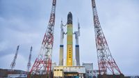 Japan's new H3 rocket on the launch pad at the Tanegashima Space Center. 