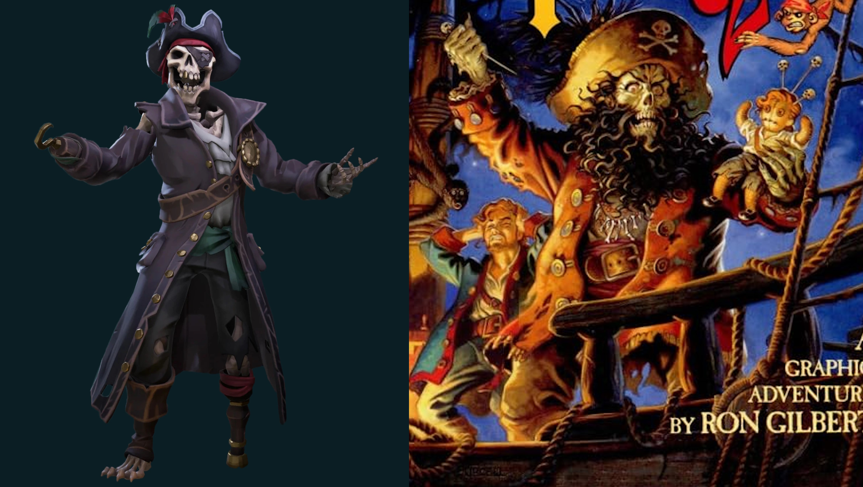 Sea of Thieves Cursed Captain and LeChuck from Monkey Island 2 side by side