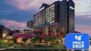 Illustration of a Hilton hotel by the waterfront