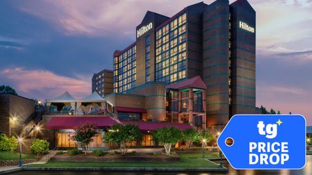 Illustration of a Hilton hotel by the waterfront