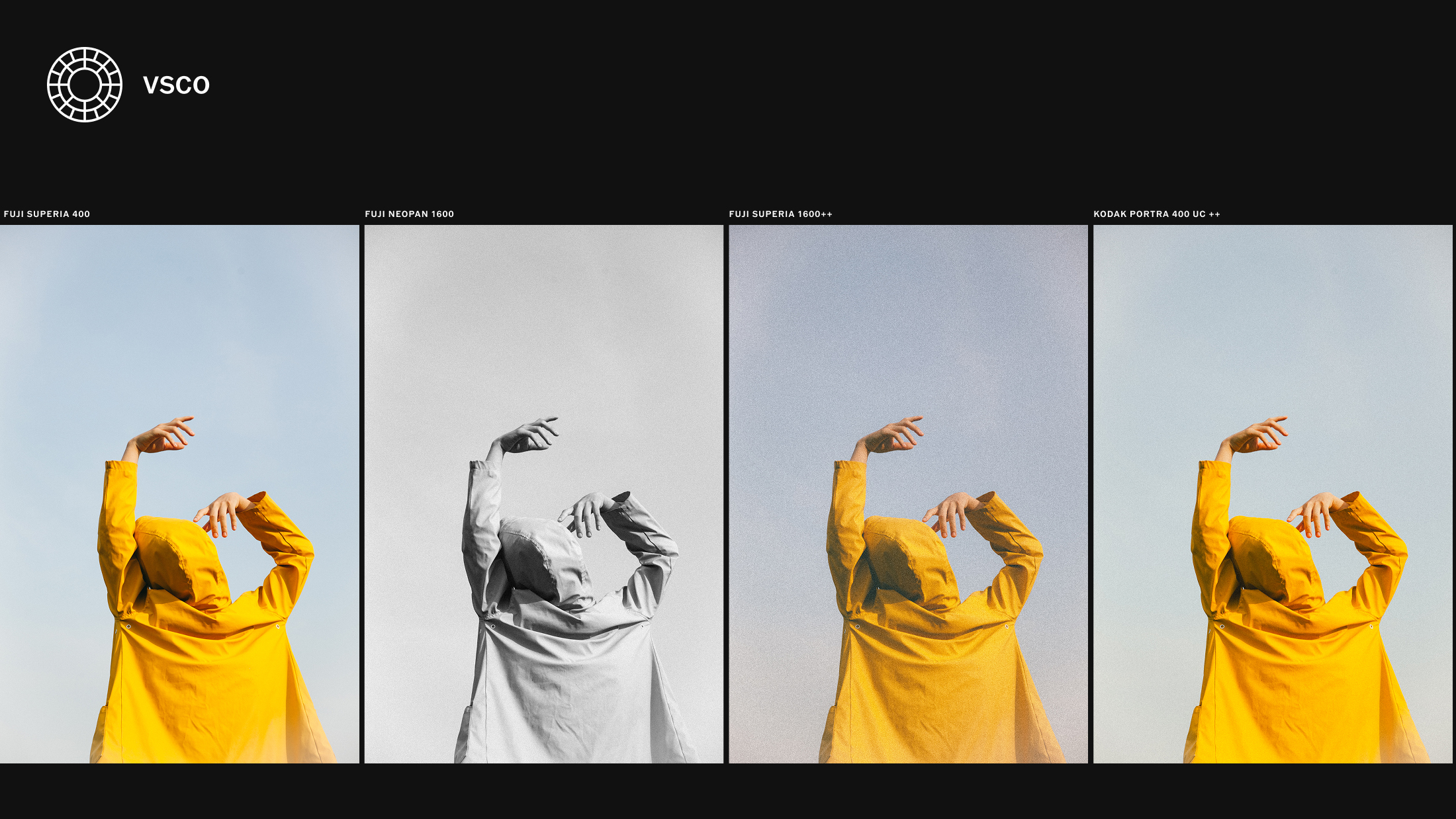 An image edited with different VSCo film-inspired presets