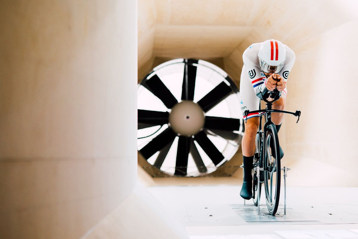 Alex Dowsett in the wind tunnel