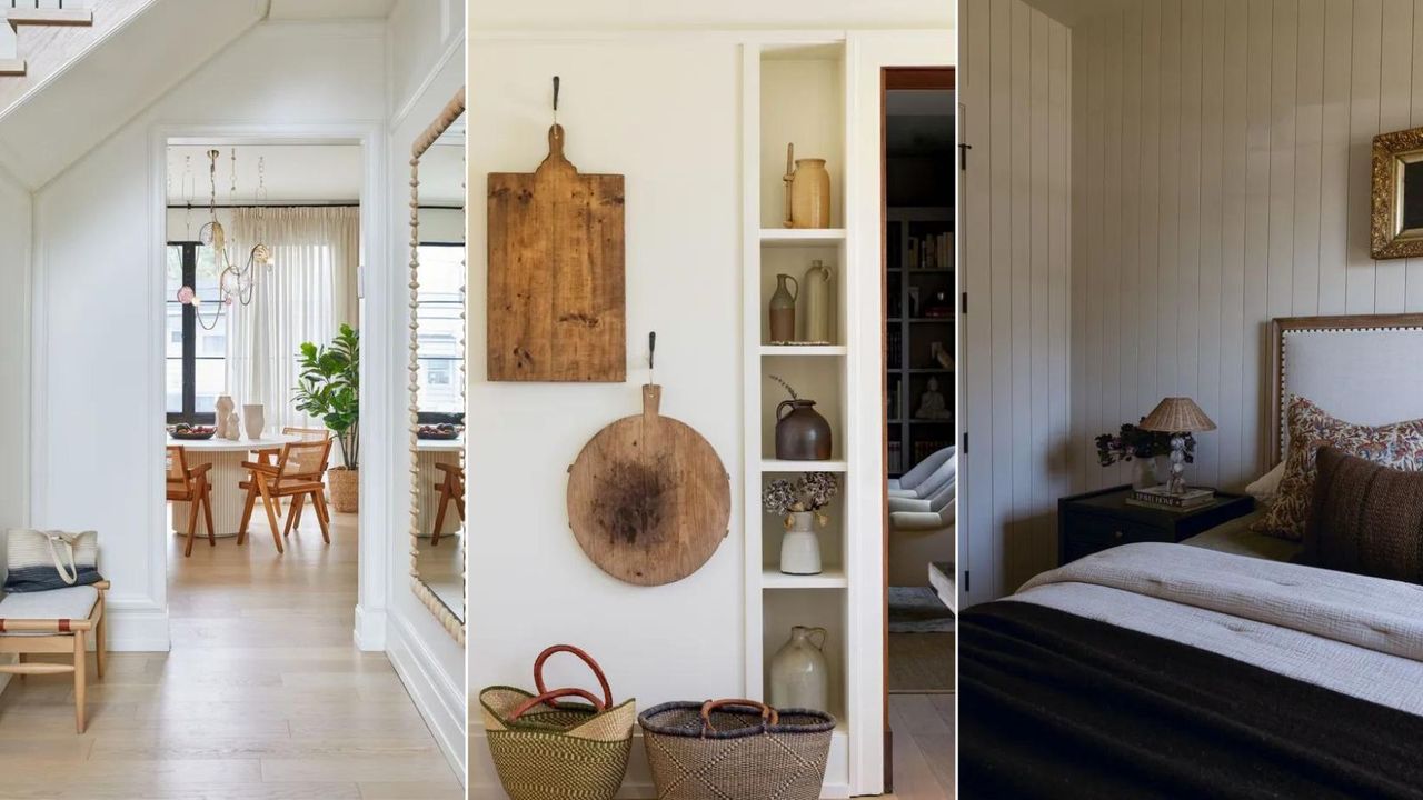 Three images of rooms painted in beige