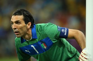 Gianluigi Buffon in action for Italy against Spain in the final of Euro 2012.