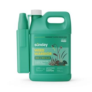 Herbicide product in green bottle