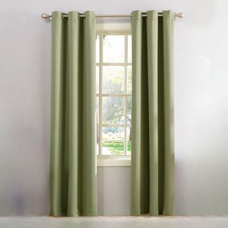 A pair of green curtains