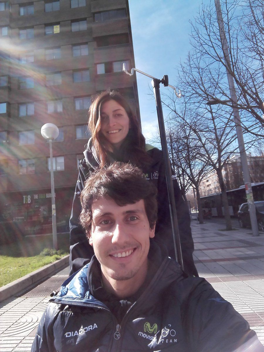 Adriano Malori enjoys a moment outside with his partner Elisa