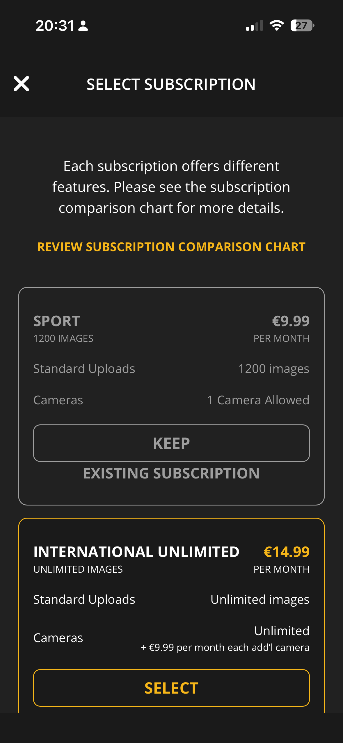 Screenshots from the Browning Wireless App