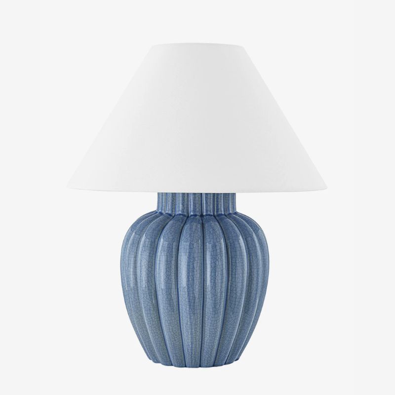 blue table lamp