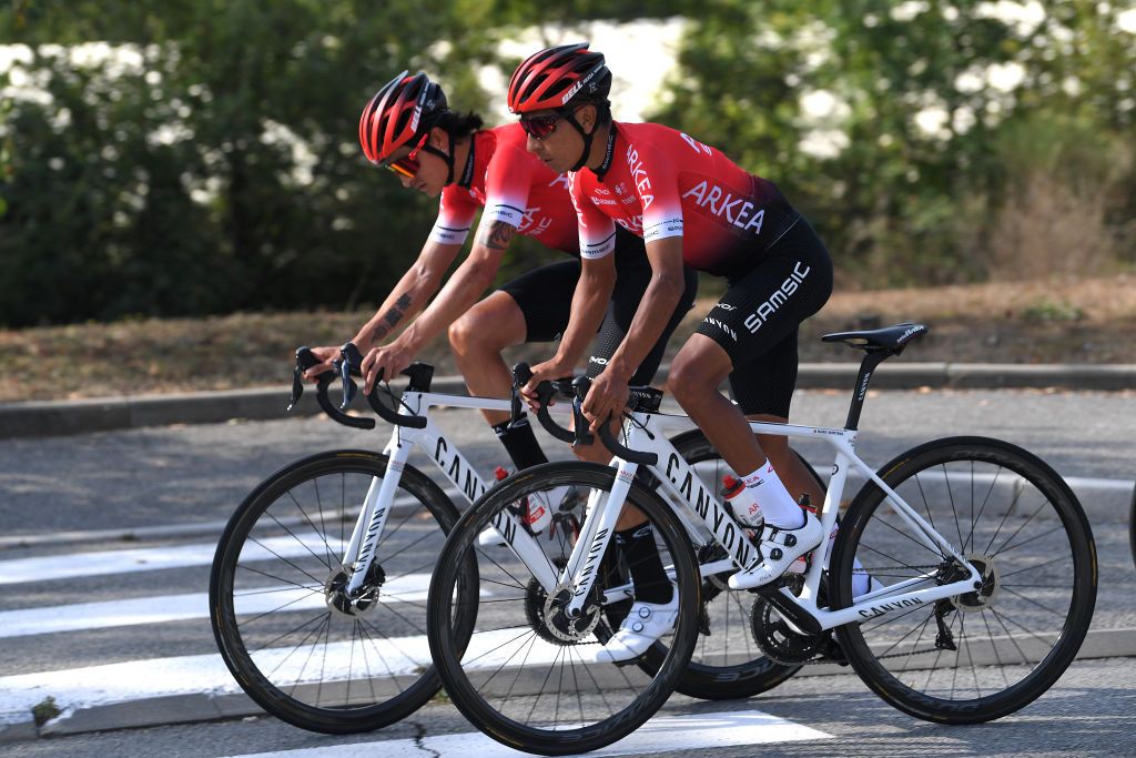 NICE FRANCE AUGUST 28 Winner Andrew Anacona of Colombia and Team Arkea Samsic Nairo Quintana Rojas of Colombia and Team Arkea Samsic during the 107th Tour de France 2020 Team Arkea Samsic Training TDF2020 LeTour on August 28 2020 in Nice France Photo by Tim de WaeleGetty Images