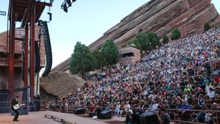 Joe Bonamassa performs on stage at Red Rocks Amphitheatre on August 31, 2014 in Red Rocks, Colorado, United States.