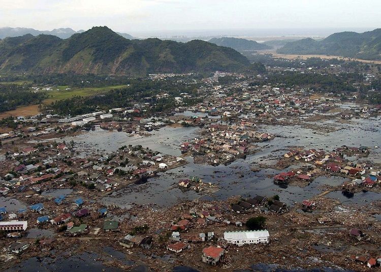 Tsunamis, like the one that stuck Aceh, Indonesia, cause serious flooding and submerge entire villages.